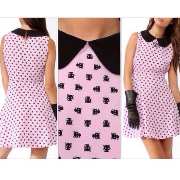 Forever 21 Hello Kitty ChocoCat Pink Dress Size L - Picture 2 of 6